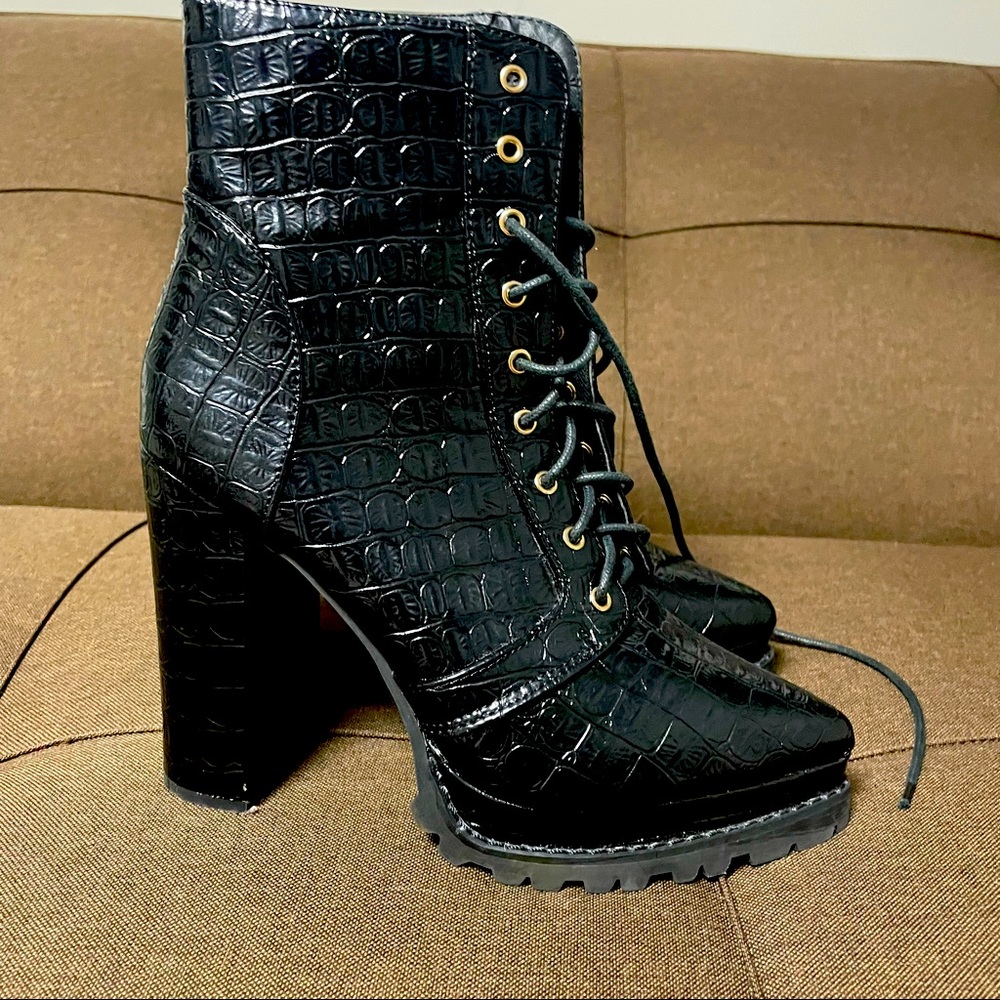 Black platform boots